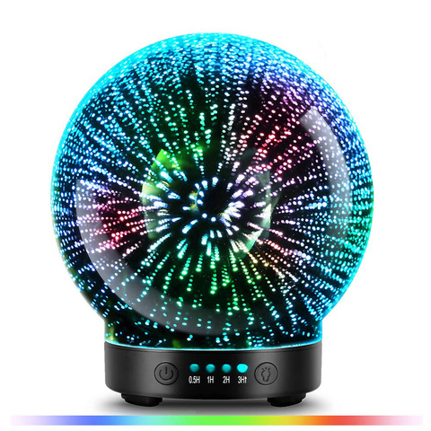3D Glass Aroma Diffuser,Aromatherapy Ultrasonic Essential Oil Version Air Humidifier,Modes Firework 100ml 7Color Changing Lights ► Photo 1/6