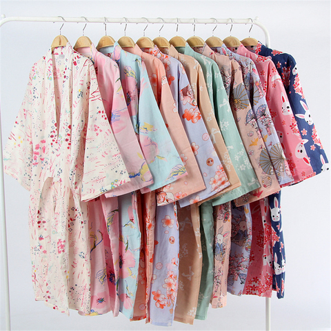 17Colors Cotton Woman Kimono Pajamas Yukata Japanese Style Floral Loose Long Sleepwear NightGown Cardigan Leisure Bathrobe ► Photo 1/5