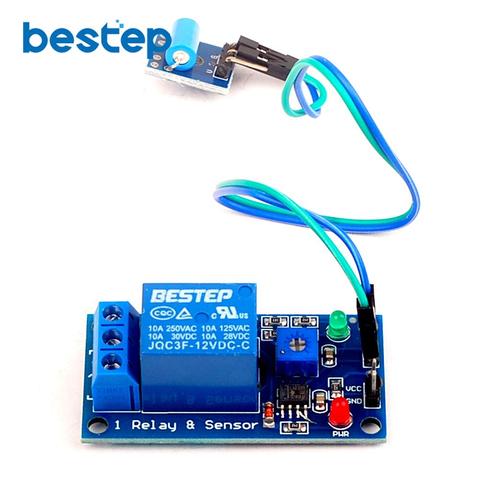 5V 12V Normally Closed Vibration Sensor Module Plus Relay Module 2-in-1 Module Alarm Triggered Vibration Module ► Photo 1/4