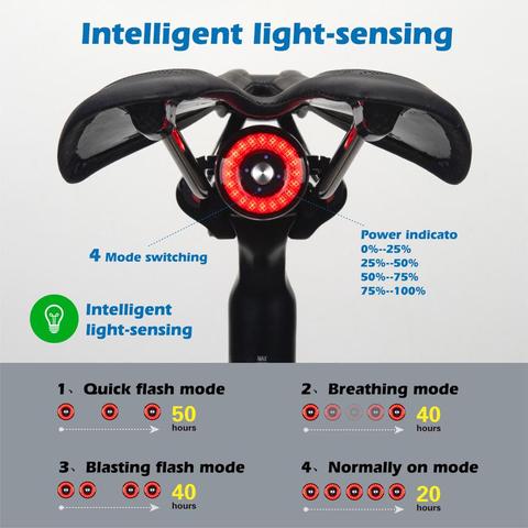 ANTUSI Bicycle Smart Auto Brake Sensing Light IPx6 Waterproof LED Charging Cycling Taillight Bike Rear Light Accessories Q5 ► Photo 1/6
