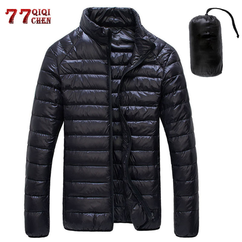 Autumn Winter Down Jacket Men Casual Stand Collar Ultra Light Parka Coat Portable Outwear Windproof White Duck Down Jacket 6XL ► Photo 1/6