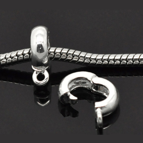DoreenBeads Silver color Clip & Lock Bail Beads Fit European Charm 13x10mm,10PCs,  New ► Photo 1/3