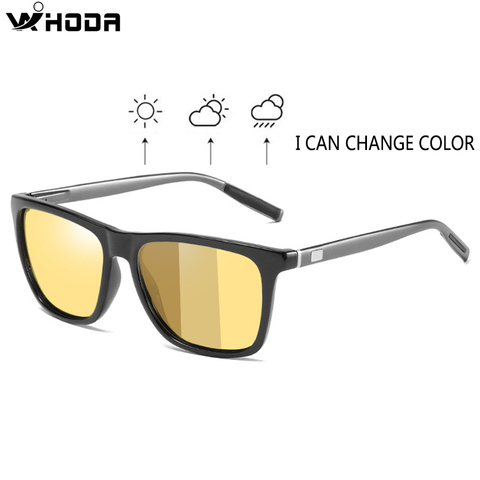 Square Photochromic Lens Polarized Men's Day&Night Vision Driving Sunglasses, Anti-Glare Male Driver Pilot Sun Glasses S388 ► Photo 1/6