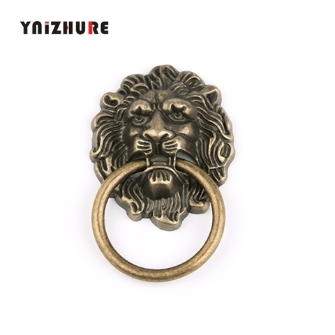 Furniture Handles 67*43mm Beast for Lion Head Antique Alloy Handle Wardrobe Drawer Door Pull Retro Decoration 1PCS With Screw ► Photo 1/6