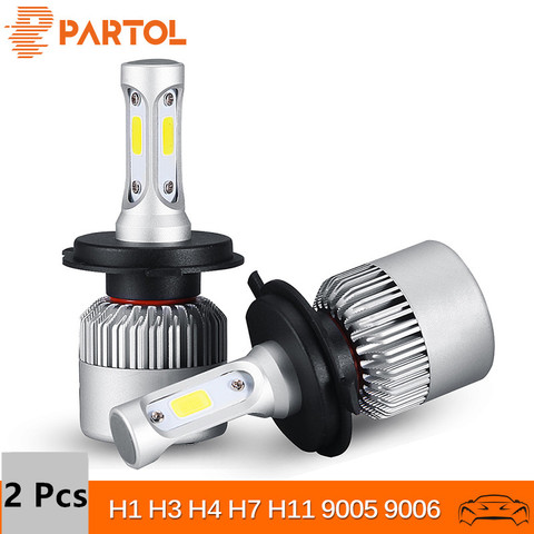 Partol H4 H7 H11 H1 Car LED Headlight Bulbs 72W LED 9005 9006 H3 9012 H13 5202 COB Automobile Fog Light Headlamp 6500K 12V 24V ► Photo 1/6