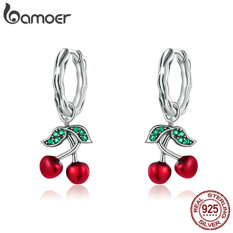 bamoer Real 925 Sterling Silver Sweet Cherry Stud Earrings for Women Statement Fine Jewelry Brinco 2022 Bijoux SCE905 ► Photo 1/6