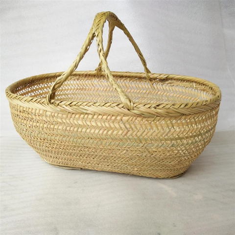 Round large bamboo wicker basket straw rattan handmade organizer baskets for storage bread fruit Laundry Panier Osier Picnic ► Photo 1/6