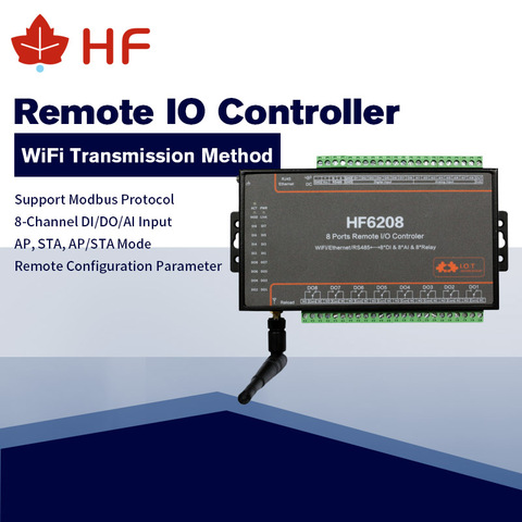 HF6208 Industrial 8 DI 8 DO 8 Way IO Controller WIFI Ethernet RS485 8CH Remote Relay Ethernet Remote Controller ► Photo 1/1