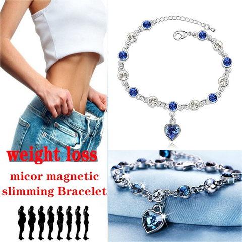 Exquisite Love Shape Weight Loss Bracelet 925 Pure Silver Blue Crystal Bracelet Magnetic Therapy Burning Fat Health Jewelry ► Photo 1/6