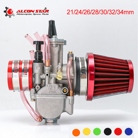 Alconstar- PWK 21 24 26 28 30 32 34mm Motorcycle Carburetor Carb with Air Filter ATV Buggy Quad Dirt Bike fit 2T 4T JOG DIO ► Photo 1/6