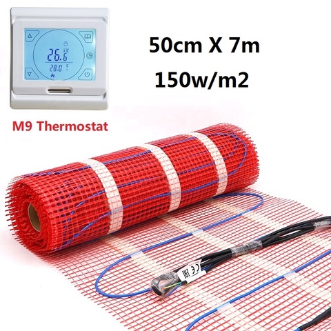 3.5m2 150w/m2 Warm Floor Mat 50cmX7m with Insulated Heating Cable Inside WiFi Thermostat Selection ► Photo 1/6