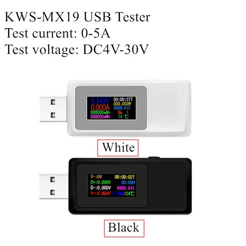 KWS-MX19 USB Tester DC 4V-30V 0-5A Current Voltage Meter Timing Ammeter Digital Monitor Cut-off Power Indicator Bank Charger 40% ► Photo 1/6