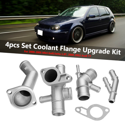 4PCS Aluminum Coolant Flange Upgrade Kit For VW MK4 Golf Jetta GLI GTI 337 1.8T 2000-2003 2004 2005 For Audi TT 2000 2001 2002 ► Photo 1/6