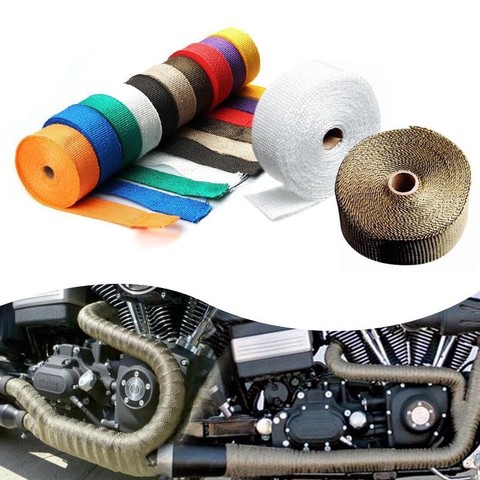 5M Roll Fiberglass Heat Shield Motorcycle Exhaust Thermal Tape Header Pipe Heat Wrap Tape Thermal Protection with Stainless Ties ► Photo 1/6