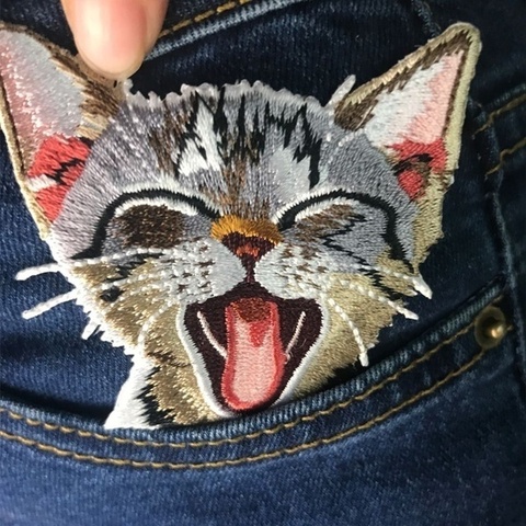 2 Pcs Cat Patches for Clothing Iron Embroidered Patch Applique Iron on Patches Accessories Badge Stickers on Clothes Jeans Bags ► Photo 1/2