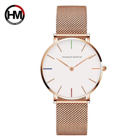 Japan Quartz Movement High Quality 36mm hannah Martin Women Stainless Steel Mesh Rose Gold Waterproof Ladies Watch Dropshipping ► Photo 1/6