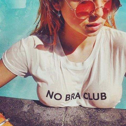 GAAJ No Bra Club 100 Cotton T Shirt Women Ulzzang T-shirt Woman