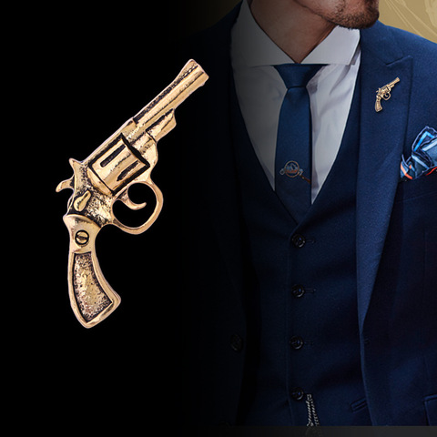 2022 New Vintage Metal Gunshape Brooch pin Men's Coat Suit Lapel Pins and Brooches Corsage Bandge Clothing Accessories ► Photo 1/6