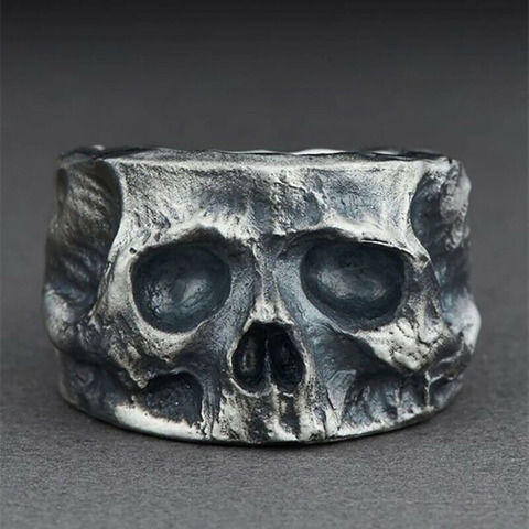 Vintage Biker Punk Hip Hop Ring High Quality Skeleton Skull Retro Gun Black Finger Accessories Party Club Dress Up Ring Gift ► Photo 1/6