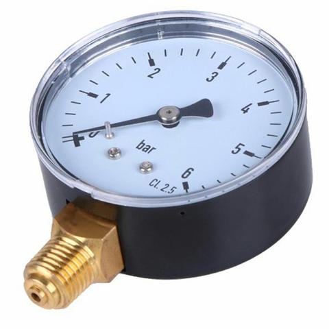 TS-60-6 Precision Pressure Gauge 1/4 Inch NPT Side-mounted 2.3 Inch Face 0-6 Bar Compressed Air Pressure Gauge ► Photo 1/6