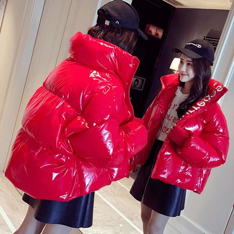 2022 New Autumn Winter Red Black Glossy Down Parka Thick Women Waterproof Coat Embroidery Jacket Loose Warm Snow Shiny Overcoat ► Photo 1/6