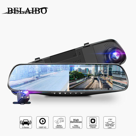 4.3in Car Dvrs Video recorder Dash Cam Full HD 1080P Mirror Cam Car Dvr Camera loop recording motion tracking ► Photo 1/6