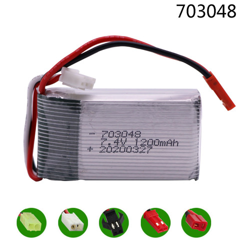 7.4V 1200mah Lipo Battery For MJXRC X600 U829A U829X X600 F46 X601H JXD391 FT007 Toys parts upgrade 7.4V 1000mah 703048 Battery ► Photo 1/6