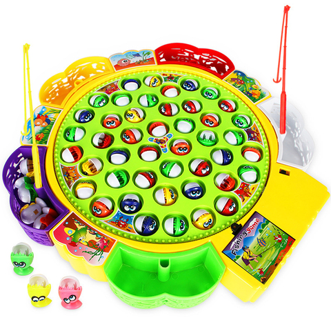 Kids Fishing Toys Electric Rotating Fishing Play Game Musical Fish Plate Set Magnetic Outdoor Sports Toys for Children Gifts ► Photo 1/6