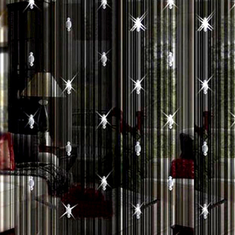 Black Window Curtain 3 Bead Curtain Crystal Divider Decorative String Modern Curtains For Door Window Room Hot Sale N29 ► Photo 1/4