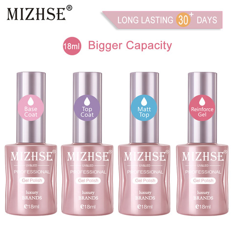 MIZHSE 18ML Base and Top Coat Gel Nail Polish UV 15ml Transparent Soak Off Primer Gel Polish Long Lasting Gel Lacquer Nail Art ► Photo 1/6