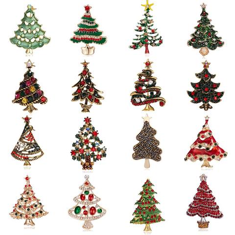 Wholesale Vintage Multicolor Crystal Christmas Tree Brooches Man Women's Full Rhinestone Brooch Pins Fashion Jewelry Xmas Gift ► Photo 1/6
