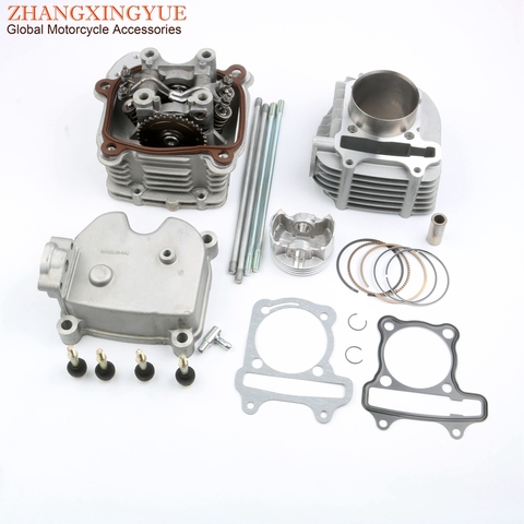 61mm 4-Valve / 4V Big Bore High Performance Head Kit & Cylinder Block Kit for GY6 GP110 125cc 150cc upgrade to 180cc 157QMJ ► Photo 1/6