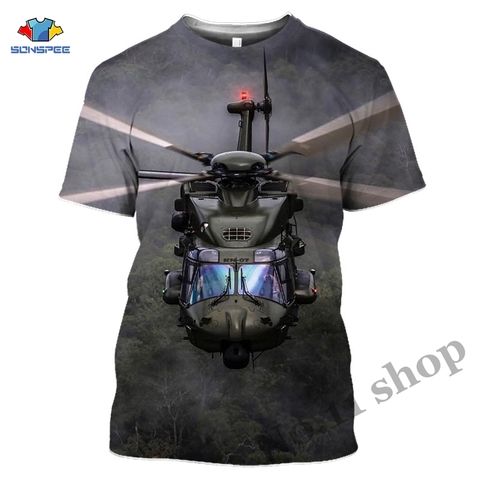 Helicopter T-shirt Harajuku 3D print Man Woman Clothes Hip Hop T Shirt Aircraft Short Sleeve Plane Set Shirt Streetwear Pullover ► Photo 1/6