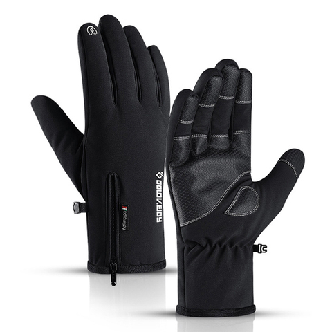 Winter Waterproof Gloves Windproof Anti-Slip Zipper Gloves Men Women Riding Skiing Warm Fluff Comfortable Gloves Thickening ► Photo 1/6