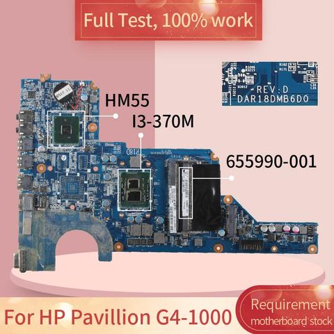 DAR18DM86D0 DAR18DMB6D1 For HP Pavillion G4-1000 G6 G7 I3-370M Laptop Motherboard 655990-001 655990-501 HM55 Notebook Mainboard ► Photo 1/6