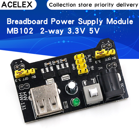 MB102 Breadboard Power Supply Module /MB102 white Breadboard Dedicated Power Module 2-way 3.3V 5V MB-102 Solderless Bread Board ► Photo 1/6