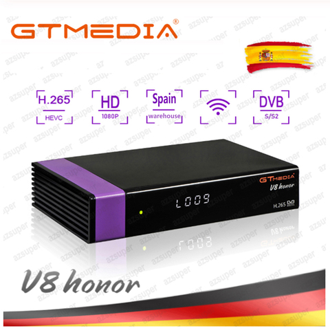 GTMedia V8 Honor Satellite Receiver Bult-in WiFi +1 Year Europe Cline Full HD DVB-S2/S Freesat V8 NOVA Receptor Only Spain ► Photo 1/5