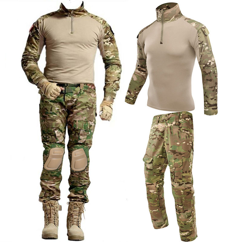 Multicam Mens Tactical Combat Airsoft Frog Suit Set Shirt Pants Military Uniform 