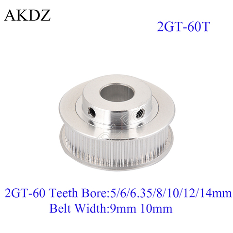 GT 60 Teeth 2M 2GT Timing Pulley Bore 5/6/6.35/8/10/12/14/15mm for GT2 Open Synchronous belt width 6/10mm Gear 60Teeth 60T ► Photo 1/6