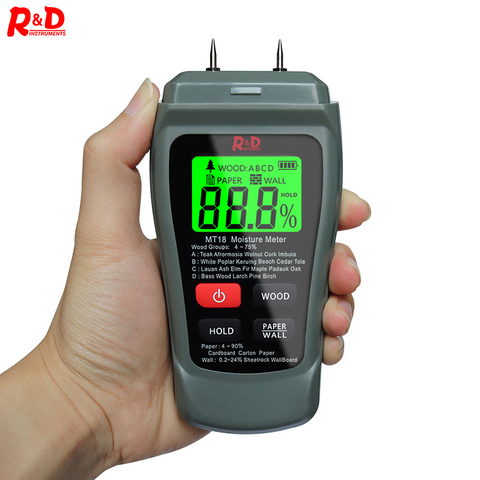 R&D MT-18 Wood Moisture Meter Paper Humidity Tester Wall Hygrometer Timber Damp Detector Tree Density Tester Grey NEW ► Photo 1/6