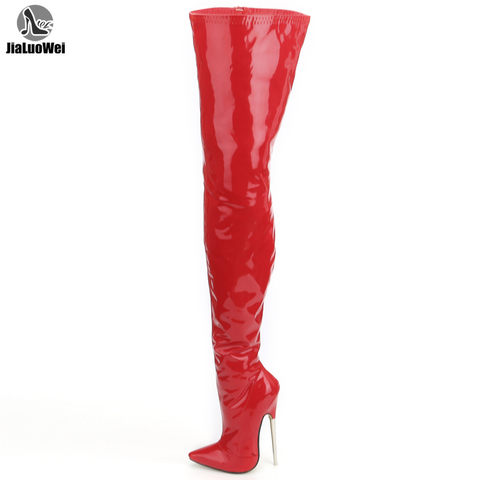 jialuowei Crotch Boots with Stiletto Heels Women Winter Boots Patent Leather Black Stretch Thigh High Boots Plus Size ► Photo 1/6