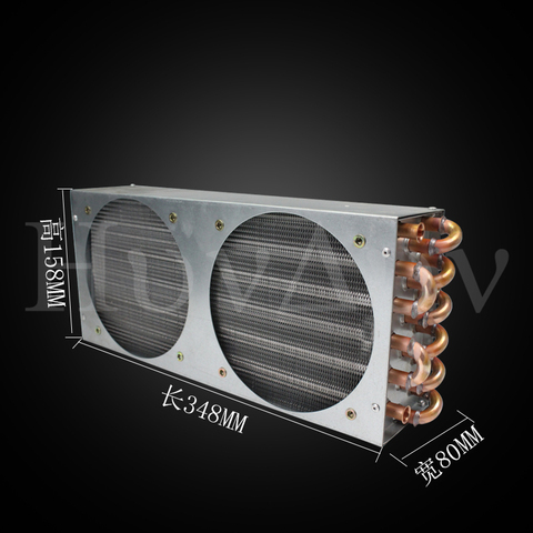 Air-cooled water-cooled radiator copper tube aluminum fin double tuyere condenser cooler ► Photo 1/6