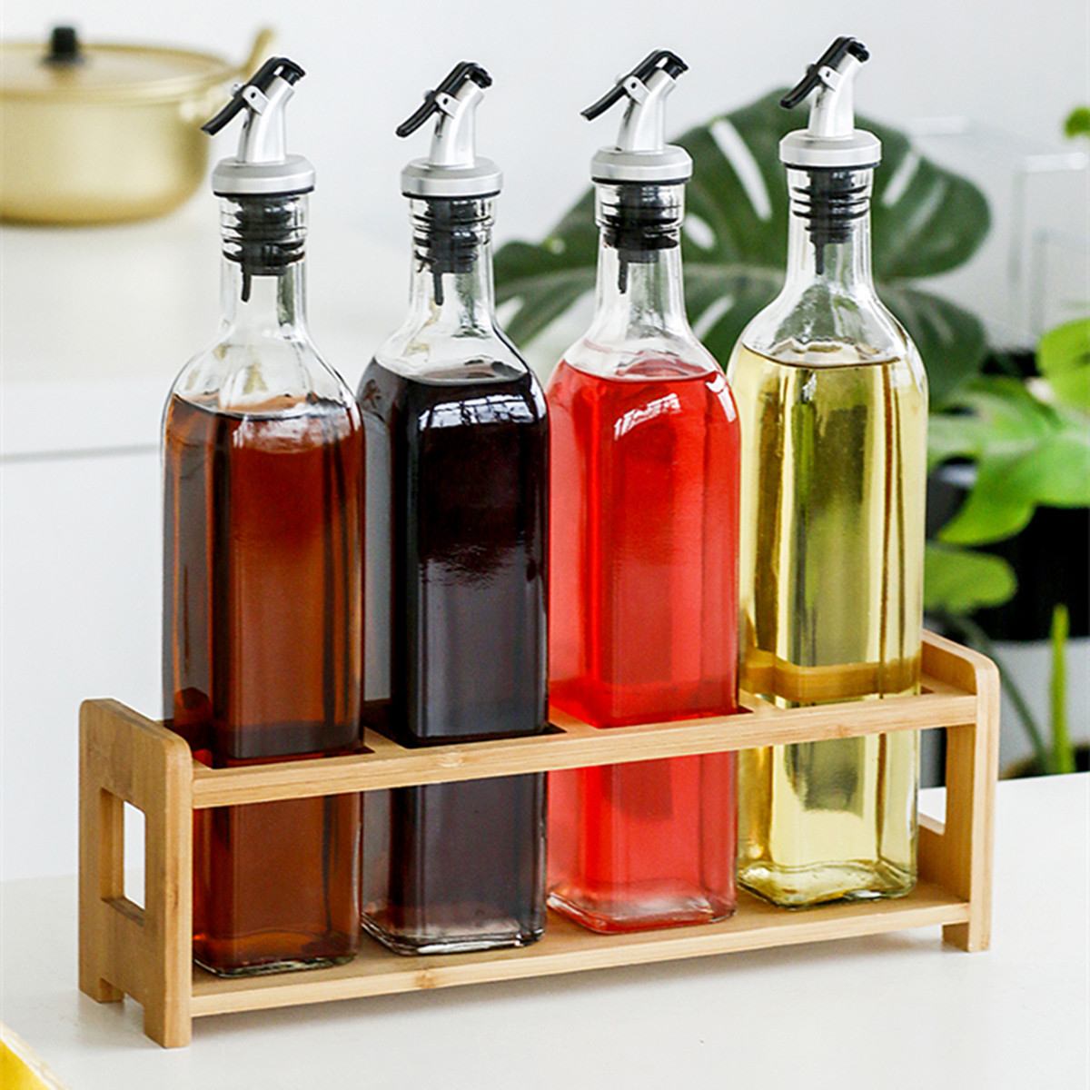 Glass Olive Oil Vinegar Dispenser Pourer Seasoning Kitchen Cooking Bar Tools 