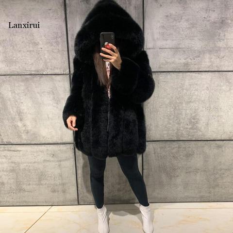 Female Winter New Thick Warm Hooded Faux Fur Coat Women Fashion Fluffy Oversize Loose Parka Casual High Quality Jacket ► Photo 1/6