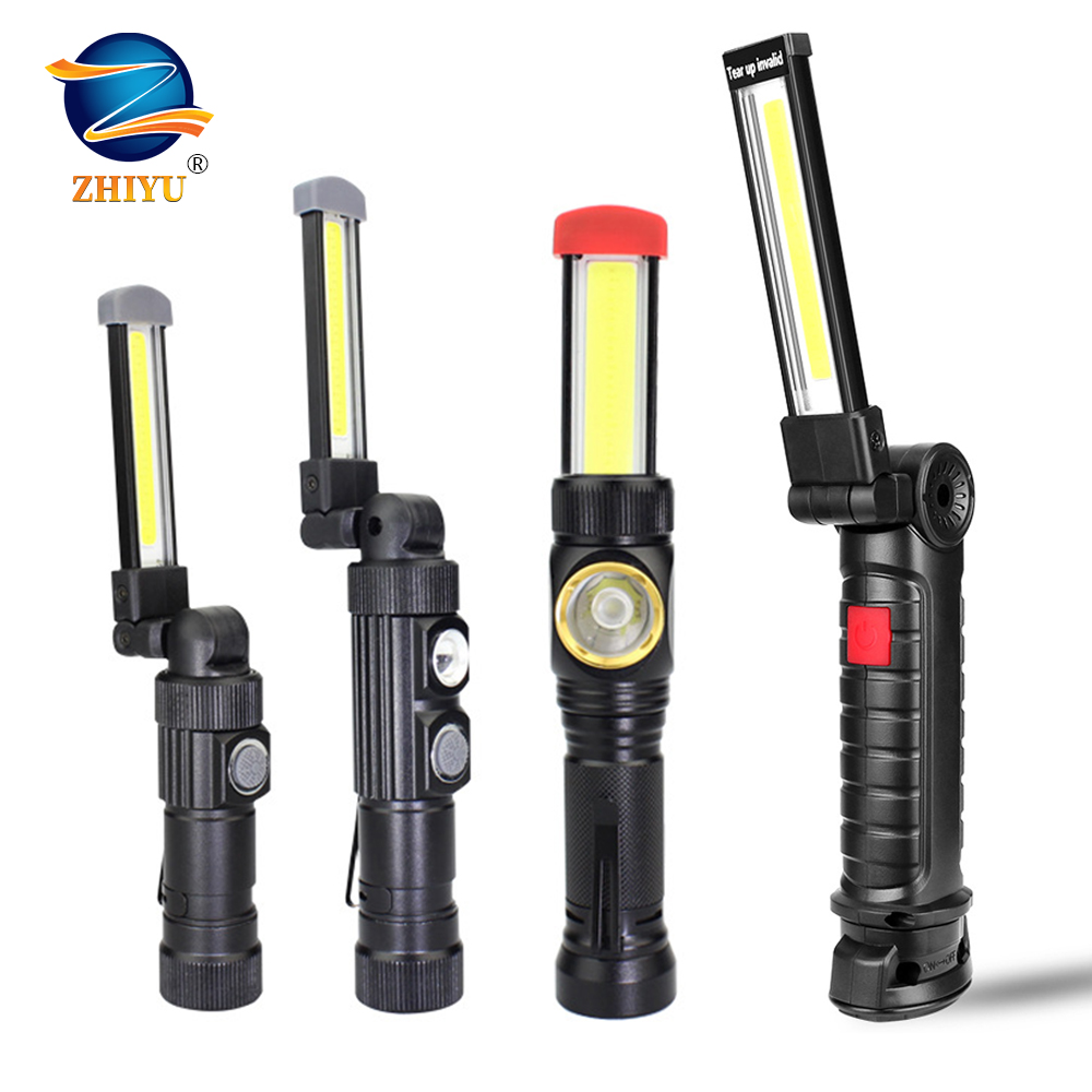 XPE COB LED Flashlight Torch Work Light Magnetic Folding Lamp USB Rechargeable 