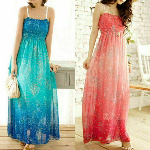 Fashion Women Boho Summer Sleeveless Fashion Elegant Sequins Beach Halter Maxi Long Sundress Party Dress ► Photo 1/3