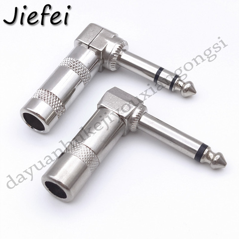 1Pcs 6.35mm Jack Microphone plug Connector Right Angle Male Assembly 6.3mm mono / stereo Nickle plating Audio Plug ► Photo 1/4