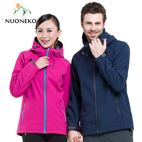 NUONEKO Men Women Softshell Hiking Jackets Waterproof Camping Trekking Windbreaker Hooded Rain Coats Skiing Sport Jacket JM10 ► Photo 1/6