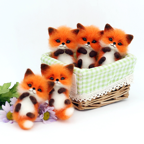 Handmade Needle Felted Finished Wool Needle Felt Lifelike Animal Fox Hedgehog Decoration Doll Toy 2022 Best Gift For Her ► Photo 1/6