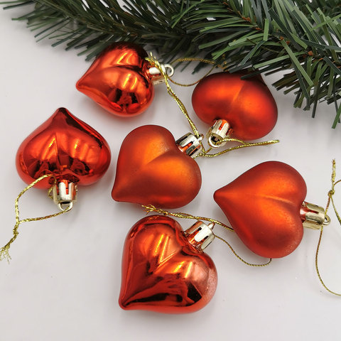 6PCS/Box Christmas Tree Decoration Balls Heart Christmas Pendant XMAS Party Ornaments 2022 Christmas Decorations For Home ► Photo 1/6